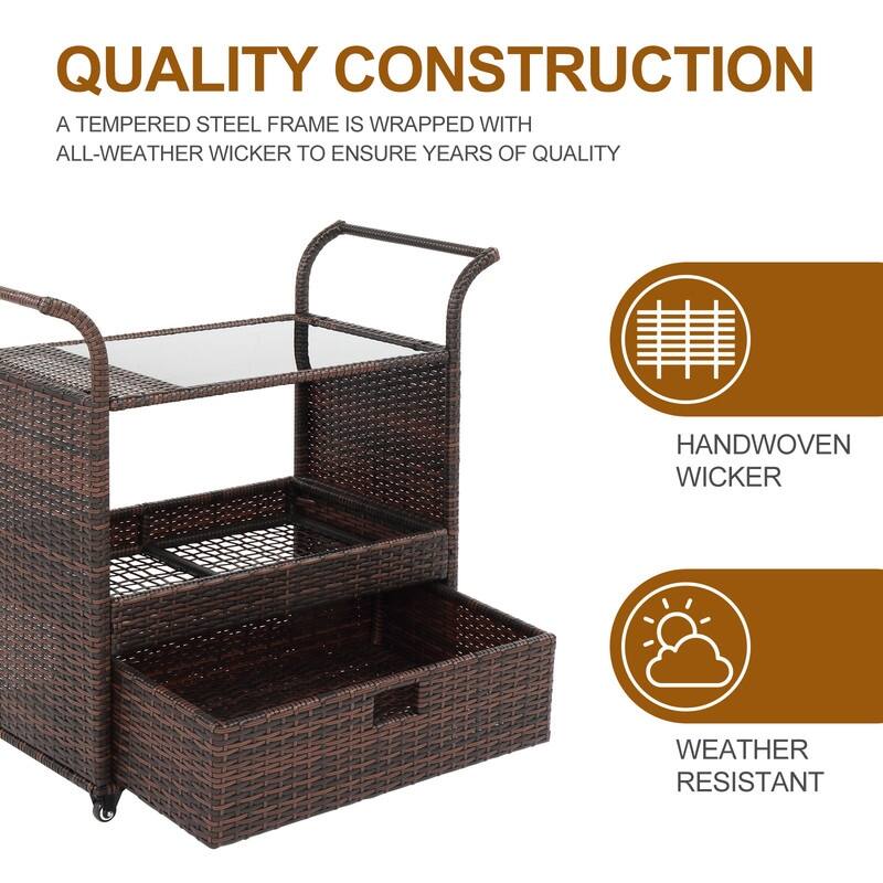 Outdoor Wicker Bar Cart