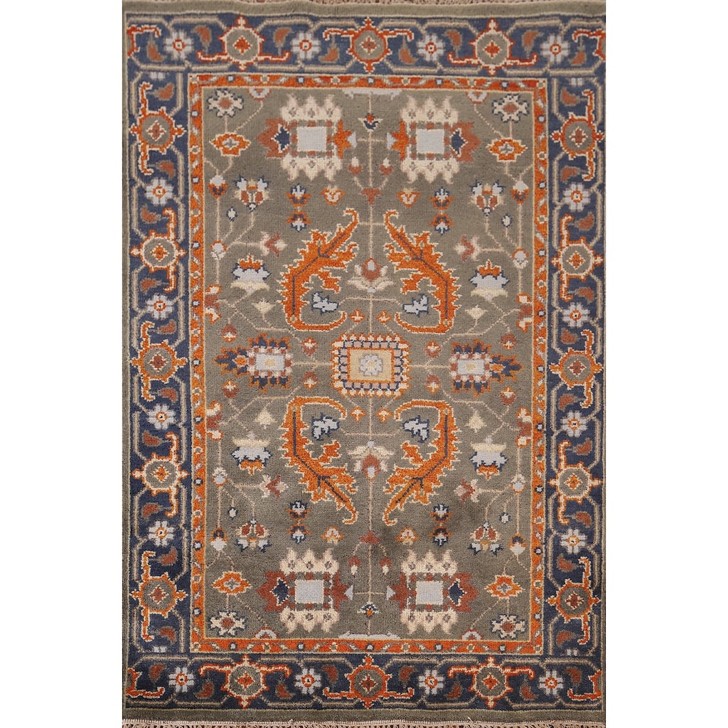 Oushak Oriental Area Rug Handmade Wool Carpet - 4'0"x 5'11"