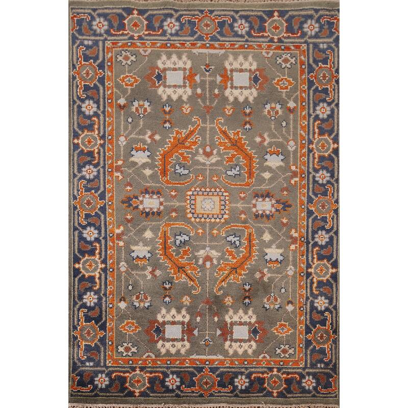 Oushak Oriental Area Rug Handmade Wool Carpet - 4'0"x 5'11"