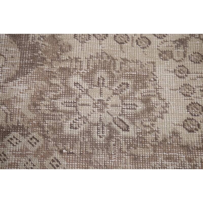 Distressed Muted Tabriz Persian Antique Rug Hand-Knotted Wool Carpet - 7'9" x 10'7"