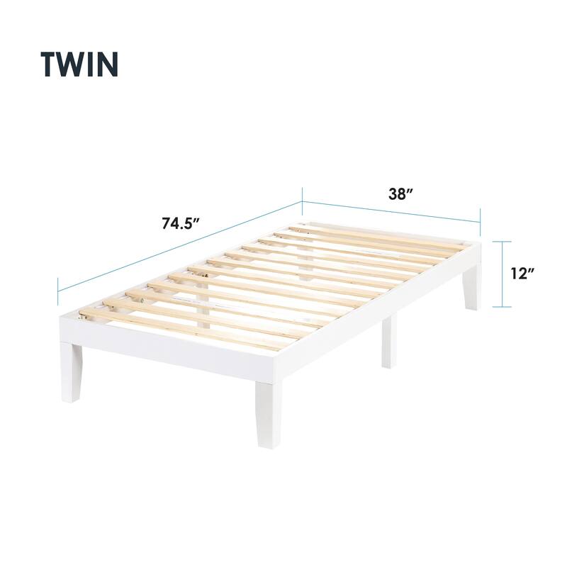 12" Classic Solid Wood Platform Bed Frame