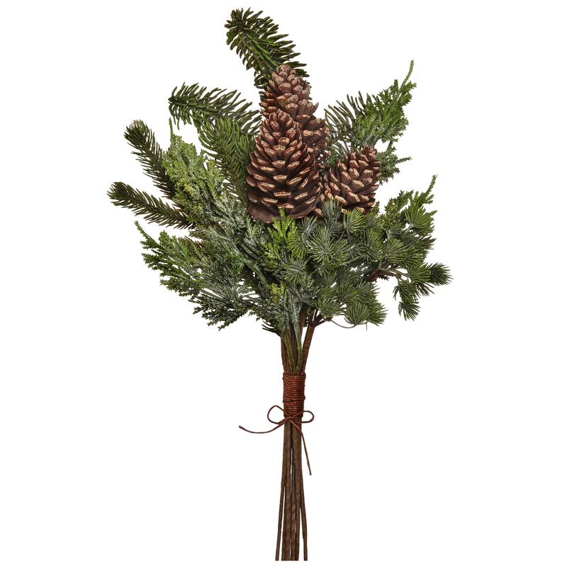 20" Natural Touch Pine/Spruce W/Pinecones Bundle - Green Brown