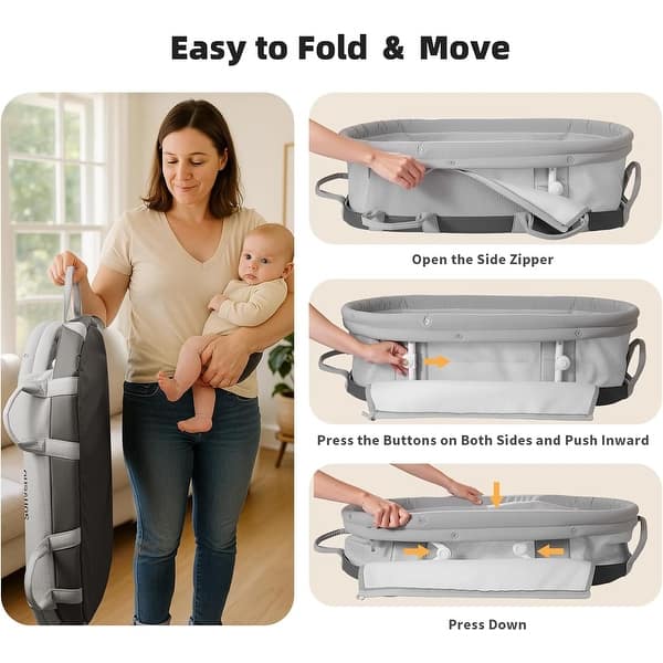 Sunveno Portable Bassinet with Canopy and Travel Handles  display picture 3