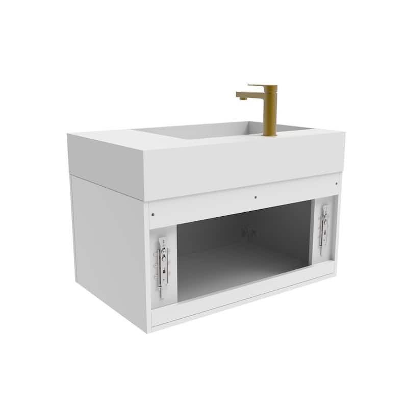 Amazon 30" Wall Mounted Bathroom Left Basin Vanity Set w/ White Top