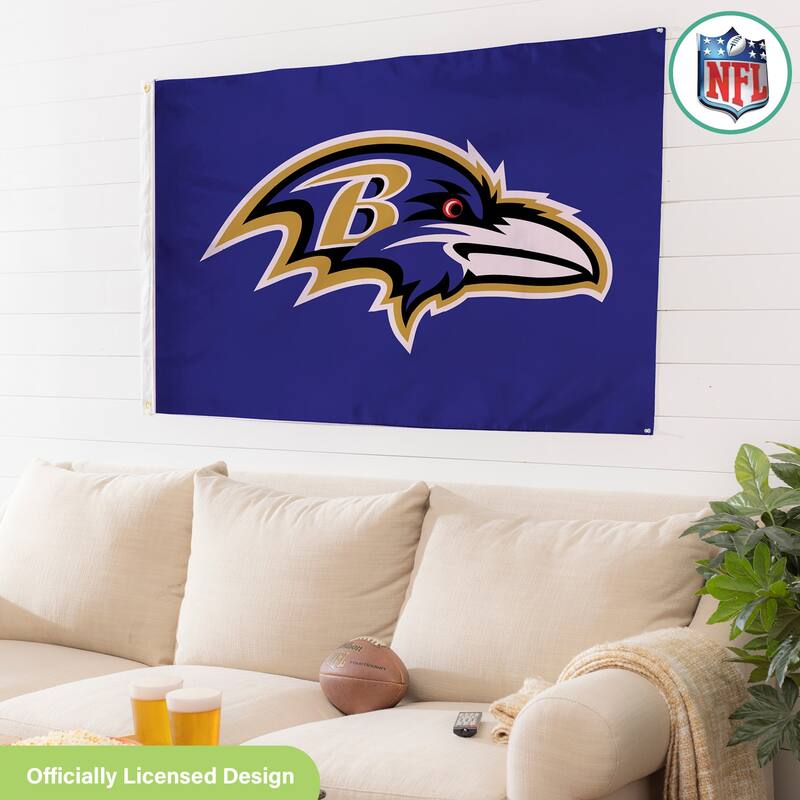 Baltimore Ravens Single Sided Flag w/ 2 Grommets, 3'x5'