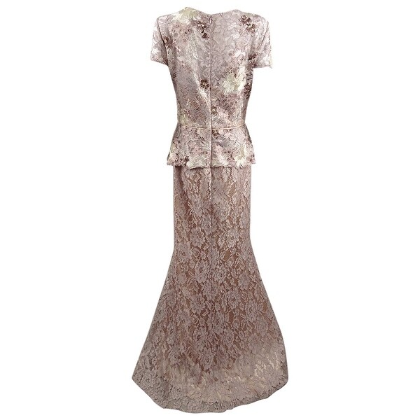 js collections lace peplum gown