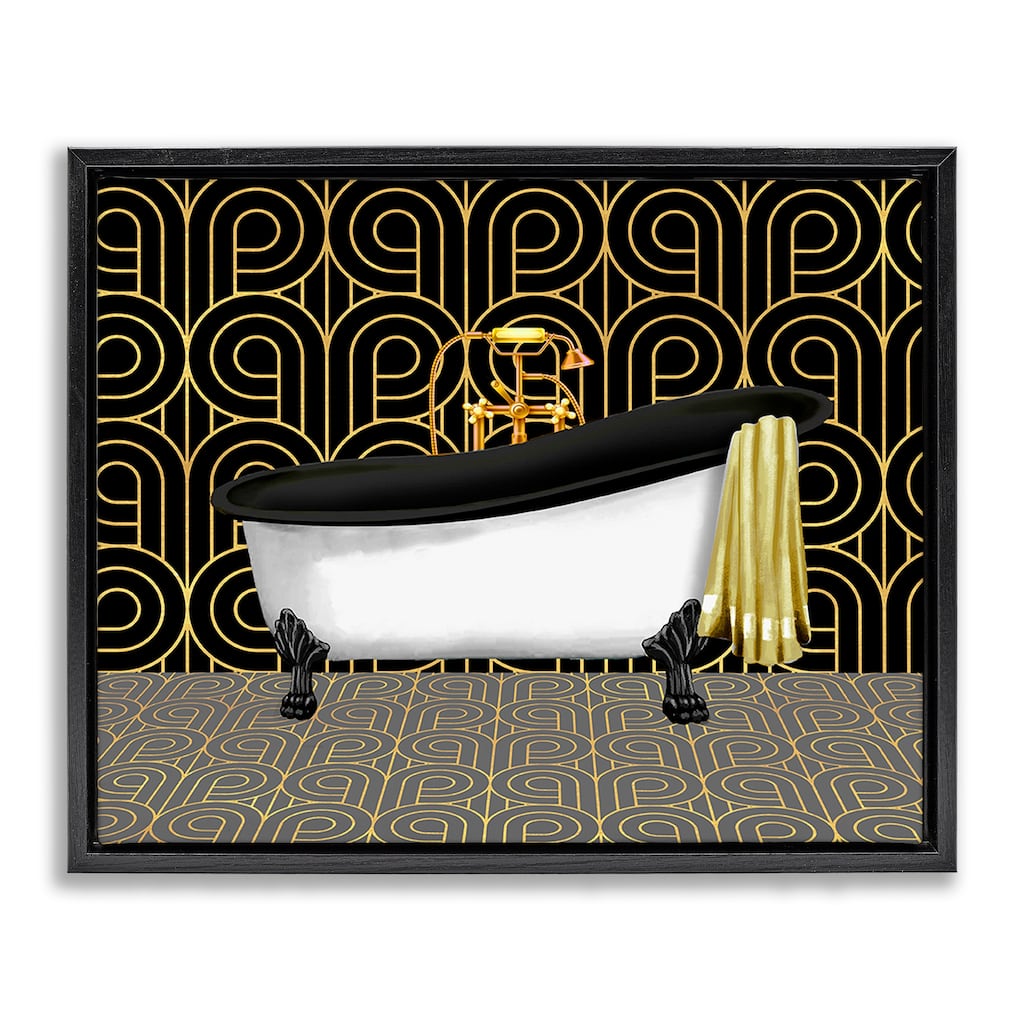 Stupell Bathroom in Deco Style Framed Floater Canvas Wall Art Design By Conrad Knutsen