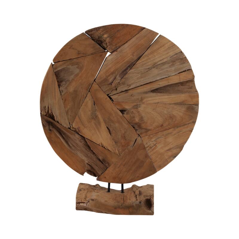 Rustic Wood Geometric Sculpture Decorative Accent - 24" Brown - 20" x 5" x 24"