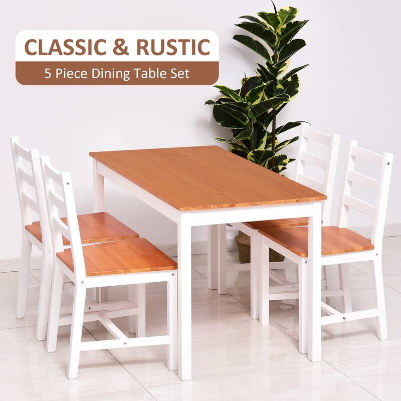 Kitchen Dining Chair Set Breakfast Corner Table and Chair Set 5 Piece with 4 Chair Solid Wood Leg for Coffee Shops Bars Kitchen