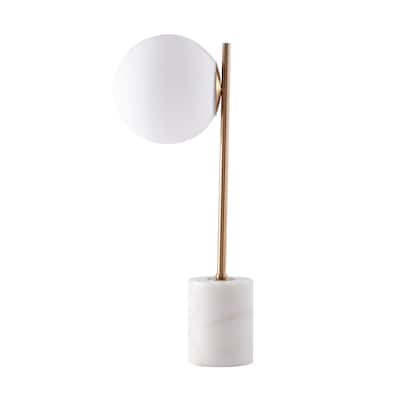 White Marble Base With Gold Metal Frame Table Lamp