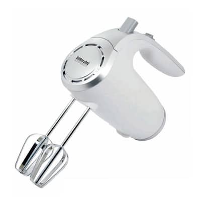 5-Speed 150-Watt Hand Mixer White w/ Silver Accents