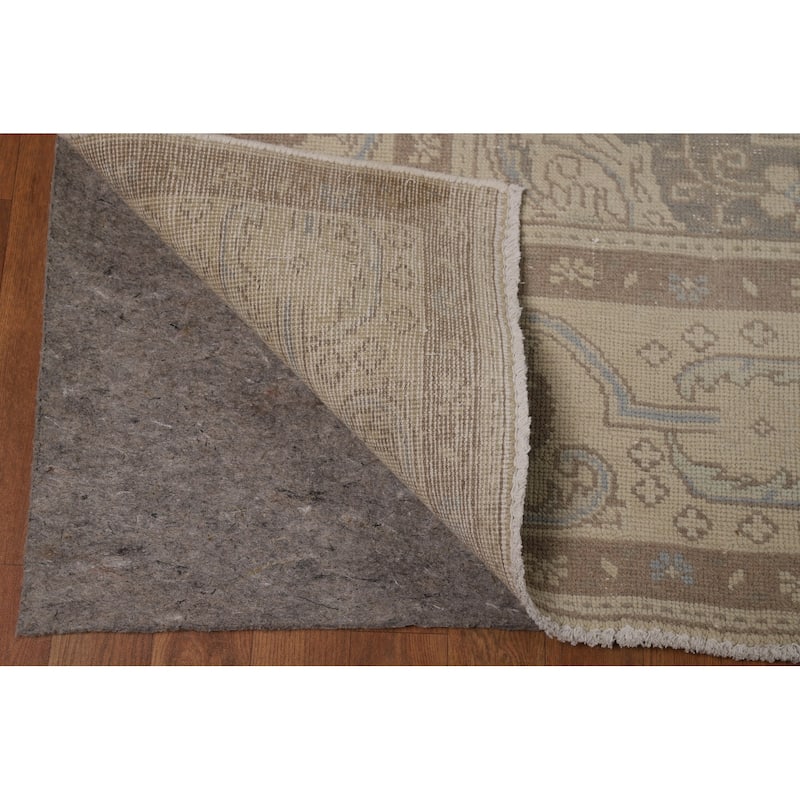 Floral Beige Tabriz Persian Area Rug Hand-Knotted Wool Carpet - 9'6"x 12'10"