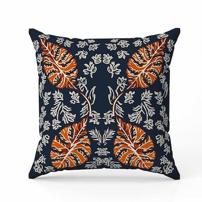 Leaf Couture Faux Suede Reversible Throw Pillow Indigo and Orange
