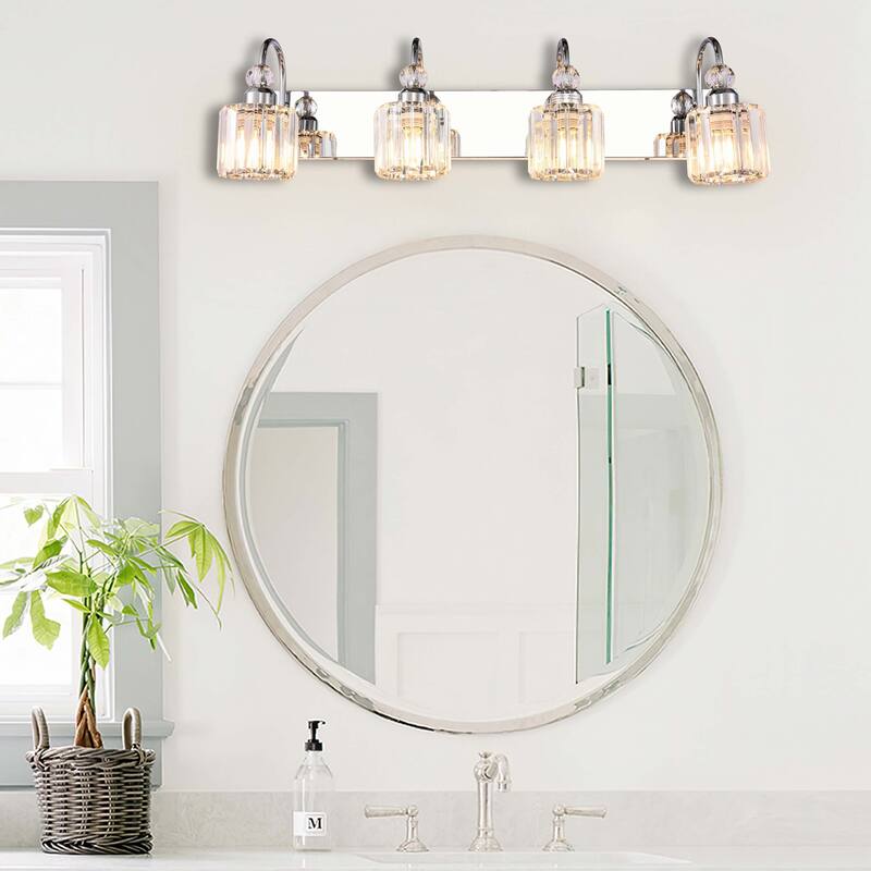 3/ 4 - Light Modern Glam Luxuriou Dimmable Crystal Bathroom Vanity Light Linear Wall Light