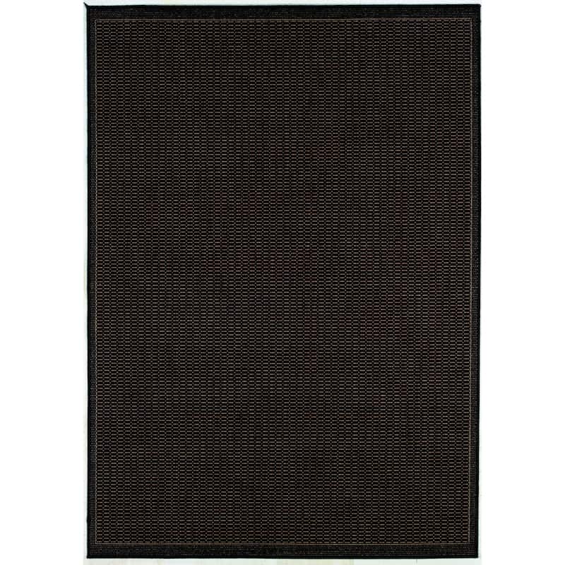 Dream Decor Rugs Pergola Basketweave Black Brown Outdoor Area Rug