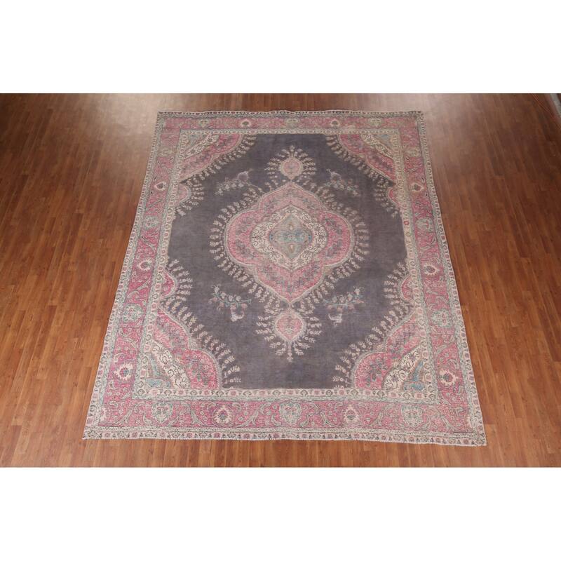 Tabriz Persian Vintage Rug Hand-Knotted Wool Carpet - 9'9"x 11'8"