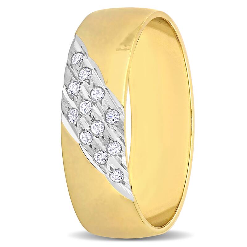 Miadora Cubic Zirconia Ladies Wedding Band in 10k Yellow Gold