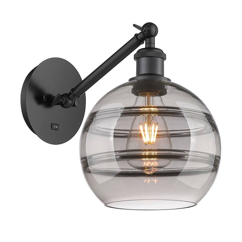 Innovations Lighting 317-1W-10-8 Rochester Sconce Rochester 10" Tall - Matte Black / Smoked