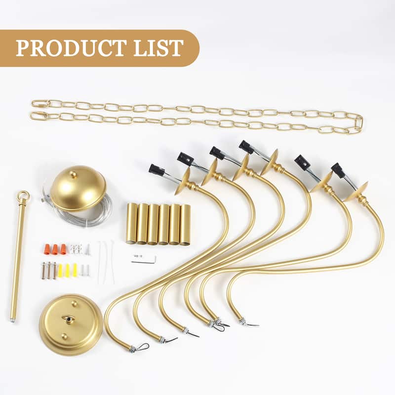6-Light Farmhouse Candlestick Hanging Linear Chandelier Lighting Fixture for Dining Room Kitchen Island