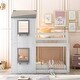 preview thumbnail 18 of 32, Safety Design Twin Over Twin Bunk Bed Wood Bed with Roof, Window, Guardrail White