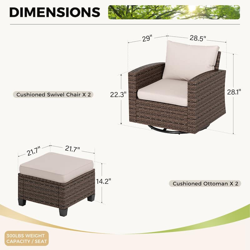 5/9-Seat Patio Furniture Wicker Rattan Outdoor Deep Seating Sectional Sofa Large Conversation Set