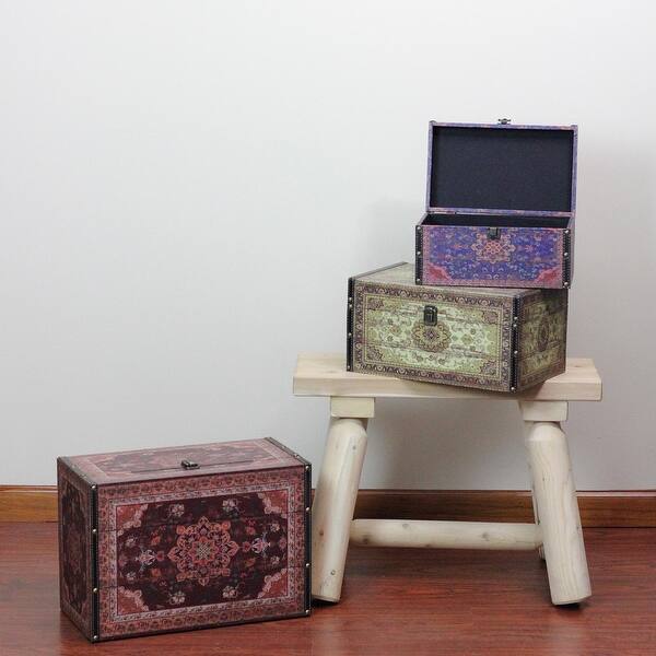 Shop Set Of 3 Oriental Style Red Brown And Cream Earth Tones