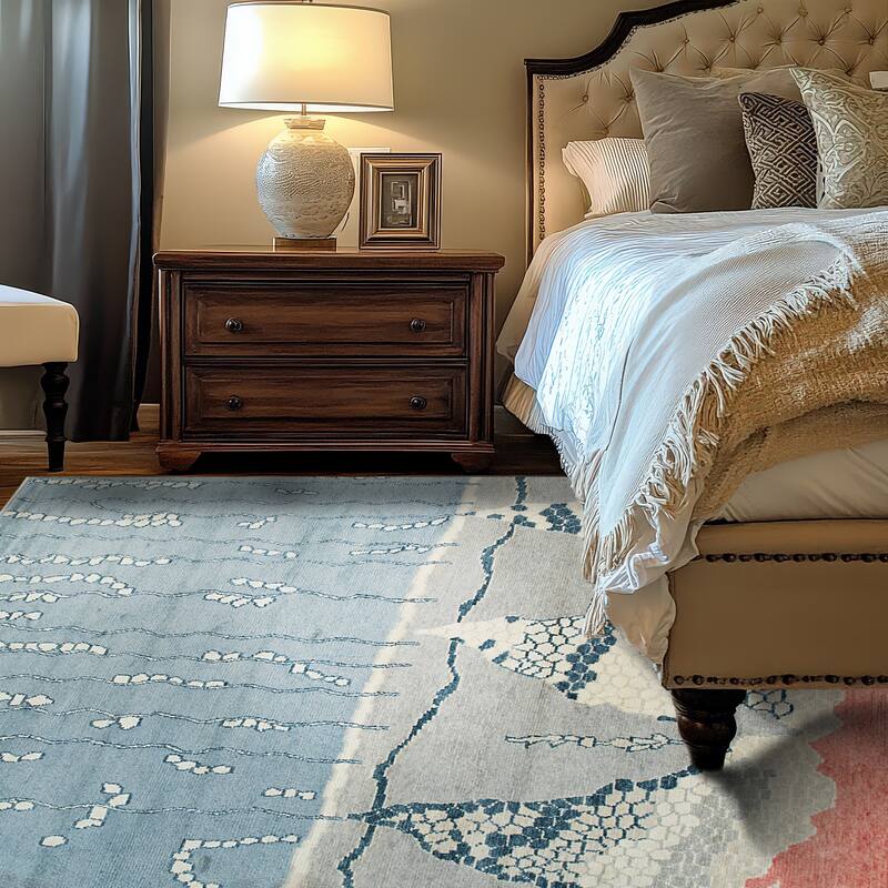 Hand-Knotted Wool Multi Modern Contemporary Berber Moroccan Rug, Vibrant and Stylish Area Rug for Enhancing the Comfort