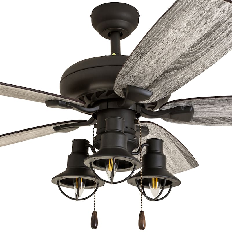 The Gray Barn Chevening 52-inch Coastal Indoor LED Ceiling Fan with Pull Chains 5 Reversible Blades - 52