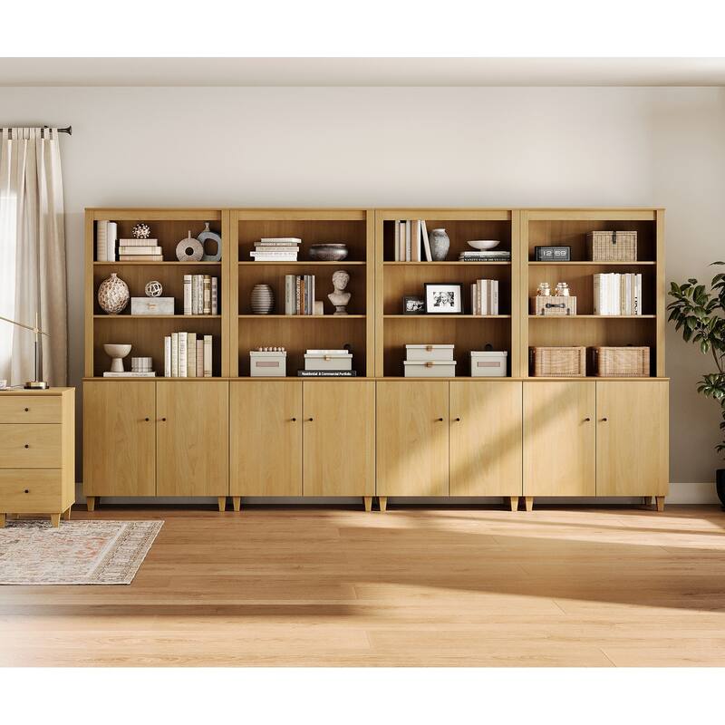 Modern 71" Tall Bookcase with Shelves & Storage Cabinet for Home Office