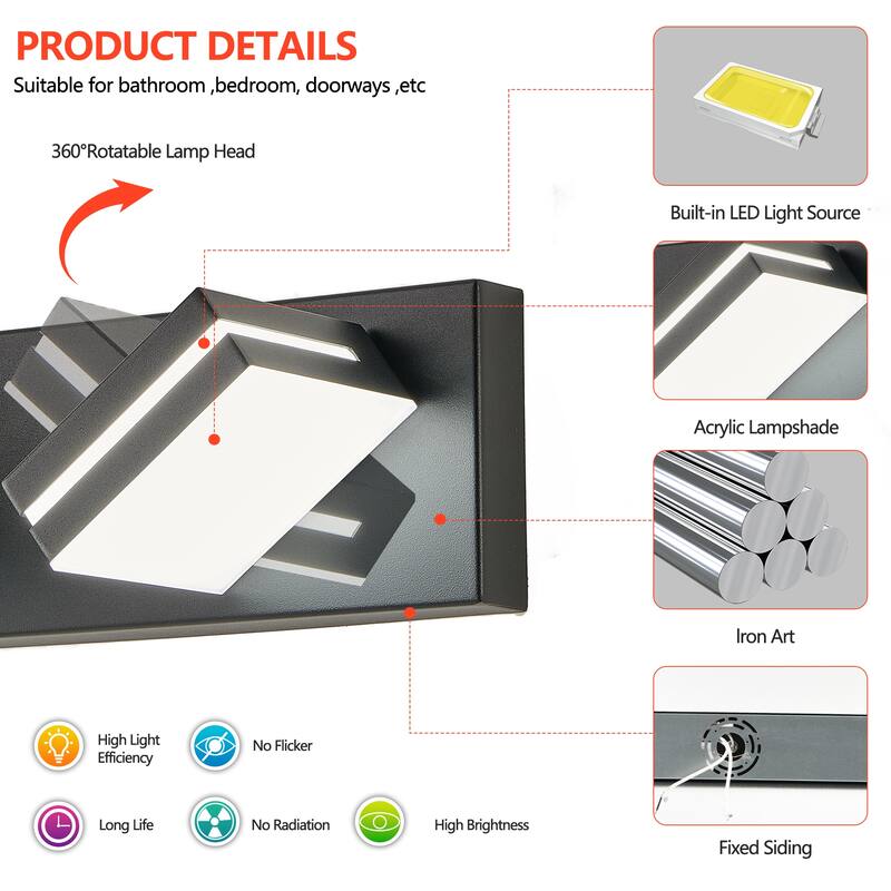 Modern LED Vanity Light, 8-Lights Wall Sconce for Bathroom and Mirror, Sleek Minimalist Design, Energy-Efficient