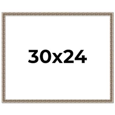 30x24 Frame Silver Versailles Ornate Solid Wood Picture Frame | 1 Inch