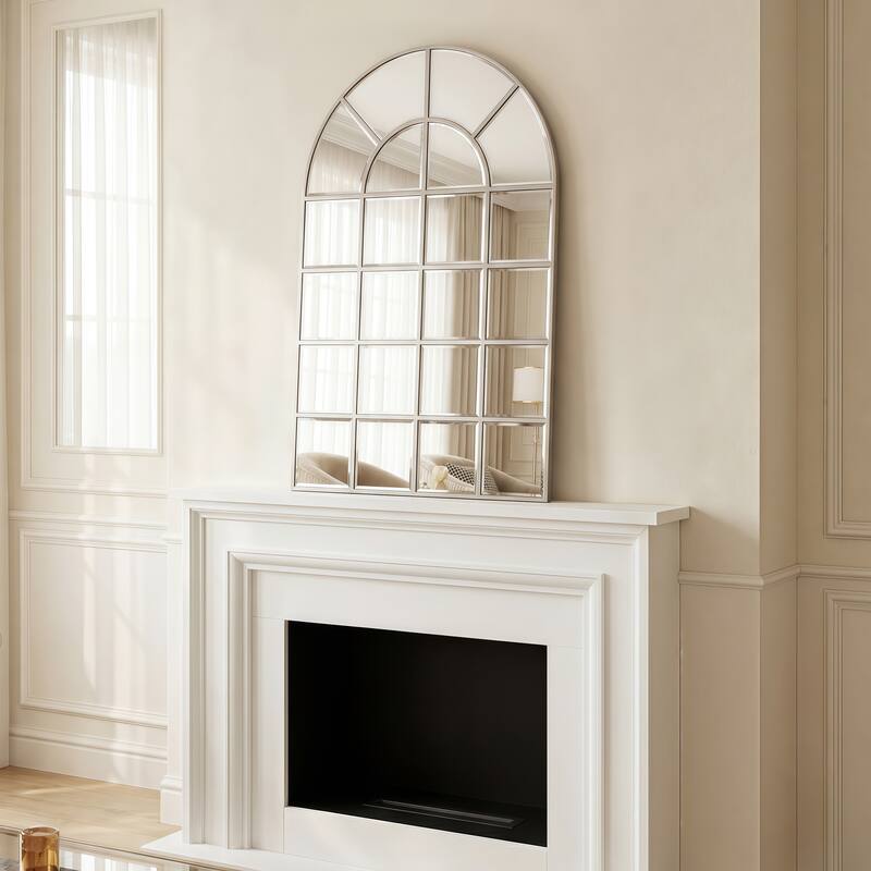 Beveled Arch Window Panel Wall Floor Mirror - Clear - 30 in. x 0.9 in. x 44 in.