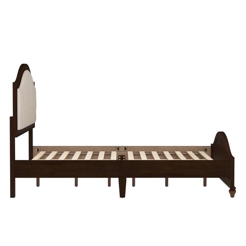 Modern Wooden Upholstered Platform Bed Frame Queen/King Size with Headboard