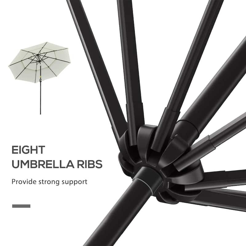 9ft Patio Umbrella with Tilt Crank and Steel Frame Vented 3-Tier Top for Sun Protection