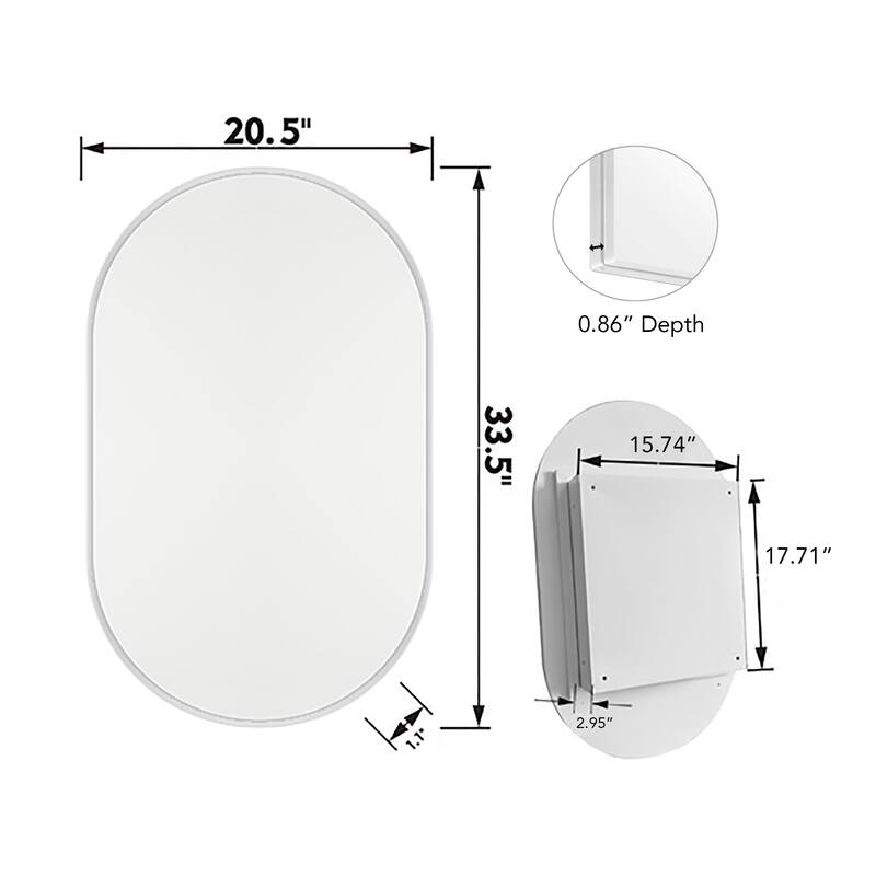Wall Mount Metal Framed Medicine Cabinet with Storage