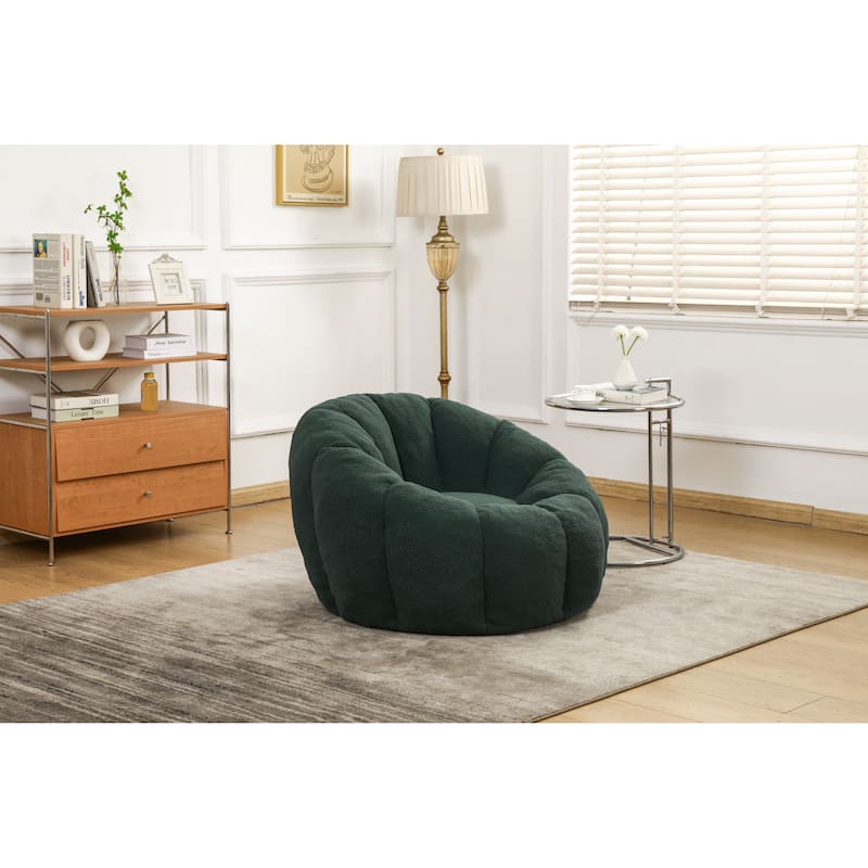 Green Comfortable Bean Bag Chair Sofa Chair with Armrests, Leisure Chair Lounge Chair Upholstered Chair