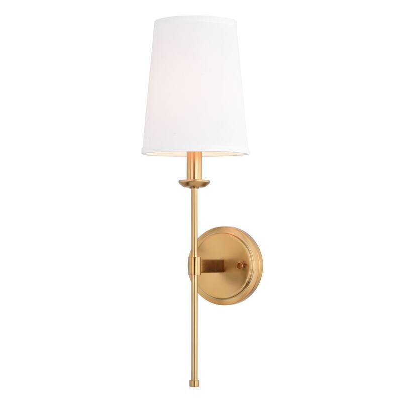 Camden 1 Light Wall Sconce Fixture White Linen Fabric Shade, LED Compatible