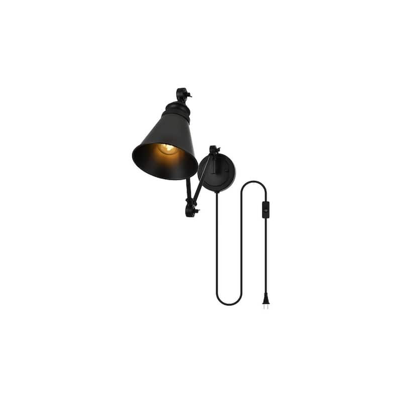 Vien 1 Light Black Swing Arm Plug In Wall Sconce