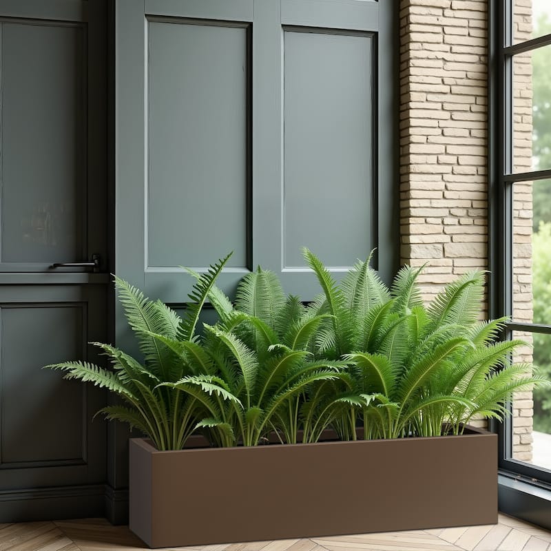Dovelina Modern Metal Rectangular Planter- Elevate Your Space, Indoors & Outdoors - 36"x9" - Brown