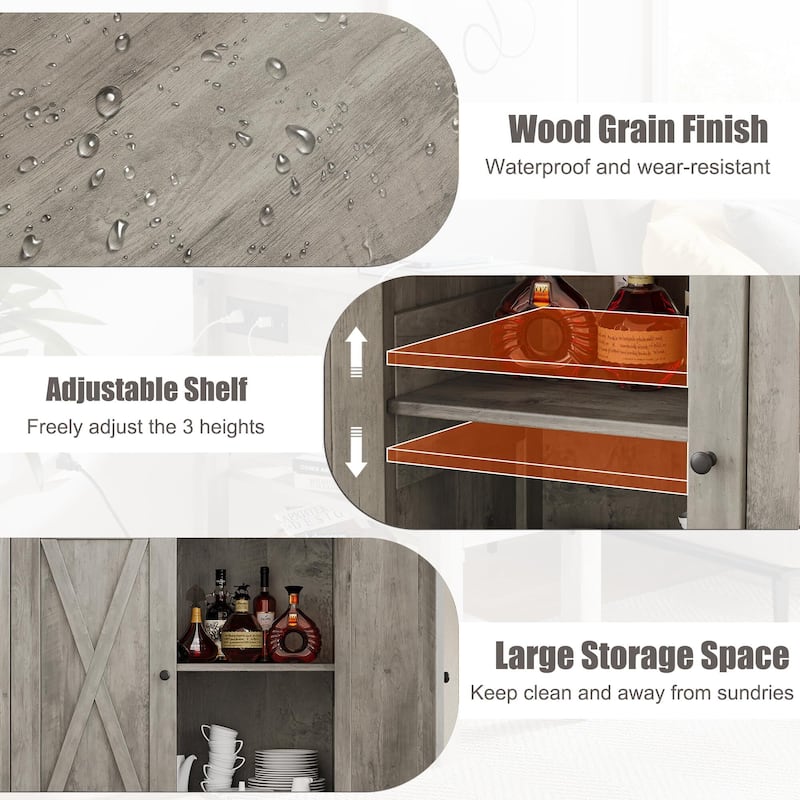 Buffet Cabinet Farmhouse Storage Cabinet with Doors and Shelves