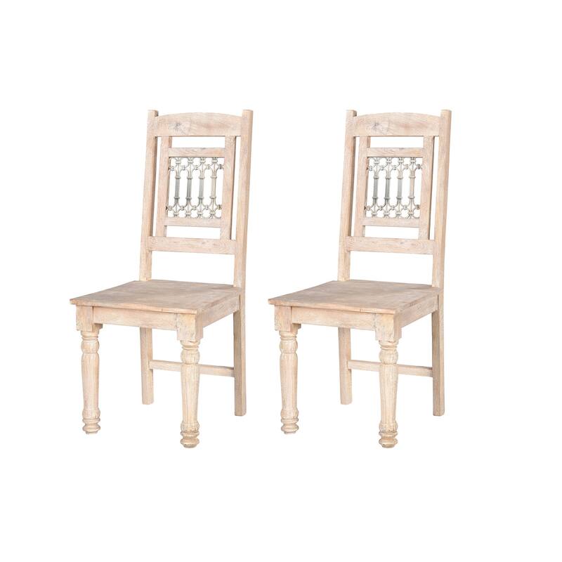 Set of 2 Slat Back Wood Dining Armless Side Chairs Perfect for Kitchen or Dining Room - 42”H x 18”W x 18”D