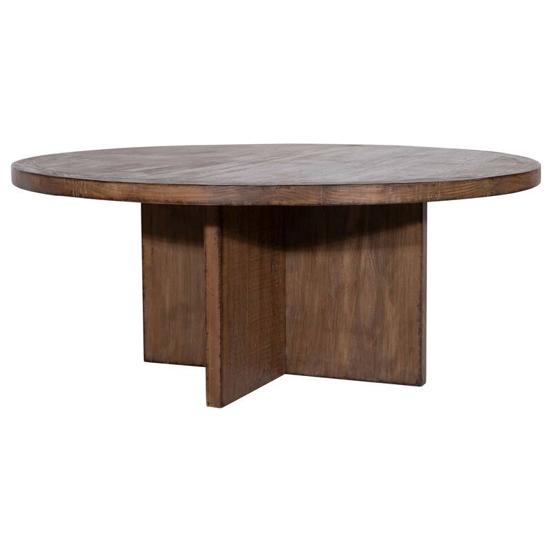 Landon Round Reclaimed Pine Natural Finish Dining Table with Cross Base