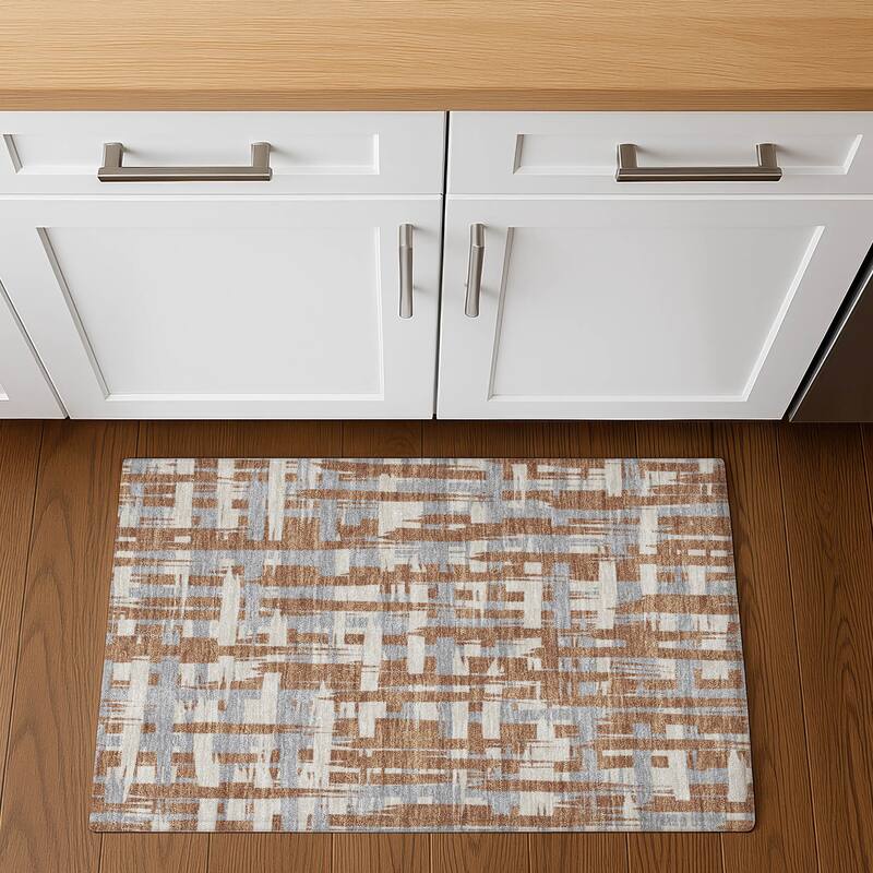 Premium Washable Super Soft Contemporary Plaid Mayfield Rug - Paprika - 1'8" x 2'6"