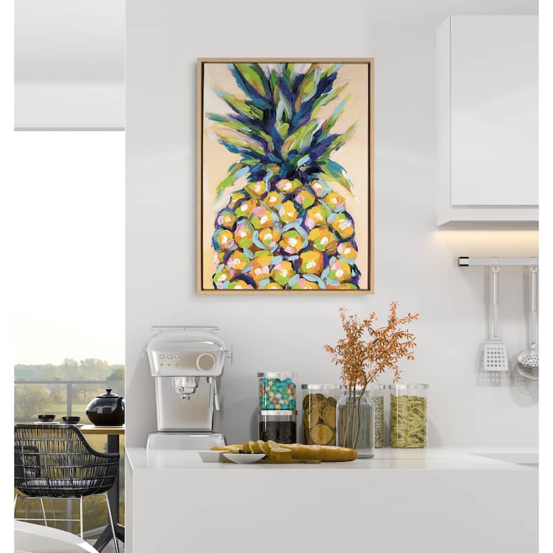 Kate and Laurel Sylvie Pineapple Framed Canvas by Rachel Christopoulos
