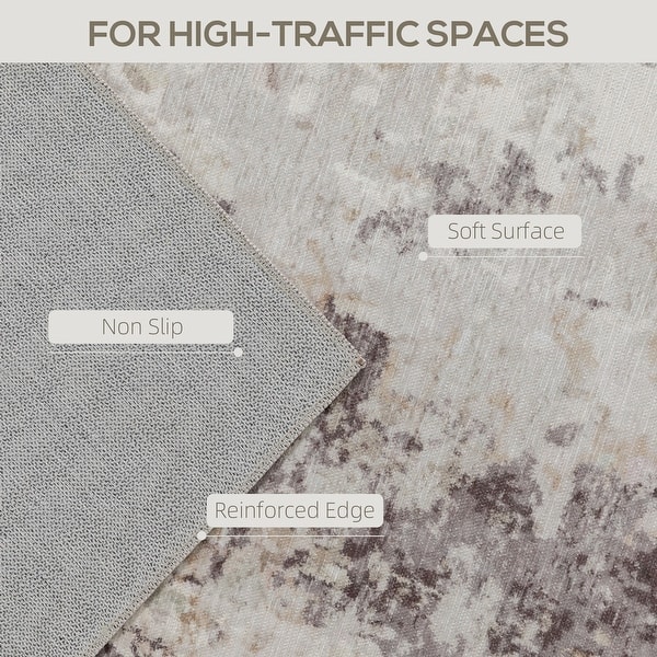 dimension image slide 2 of 3, HOMCOM Area Rug 5x7, Machine Washable Rug, Distressed Non-Slip Modern Abstract Floor Cover Foldable Carpet for Living Room