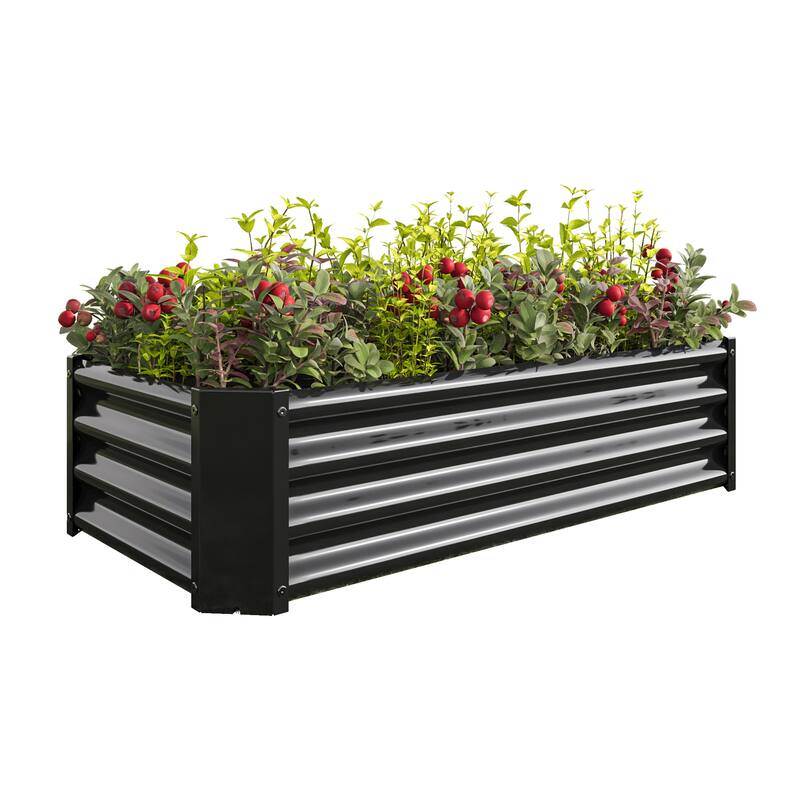 GDFStudio - Large Oval Metal Raised Garden Bed for Vegetables, Flowers, and Plants, Outdoor Backyard Planter Box