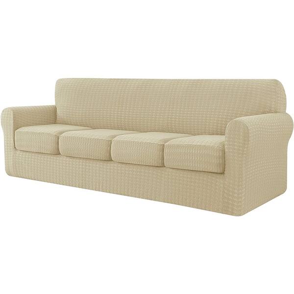 CHUN YI Houndstooth Fabric XL-Sofa Slipcover with 4 Cushion Covers