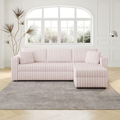 106.3" Soft 3-Person Modular Sofa with Storage, Light Pink, Metal Frame