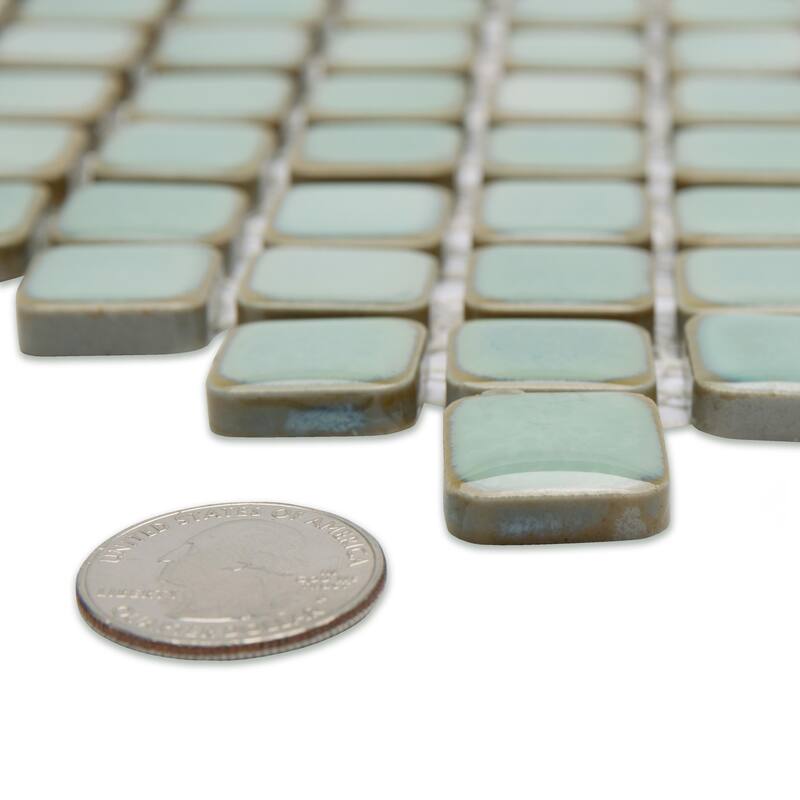 Merola Tile Hudson Edge Mint Green 12-1/4" x 12-1/4" Porcelain Mosaic Floor and Wall Tile