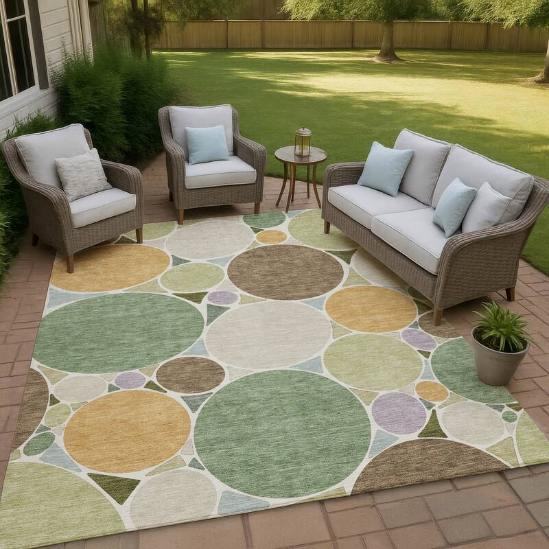 Machine Washable Indoor/ Outdoor Contemporary Rowan Chantille Rug - Basil - 9' x 12'